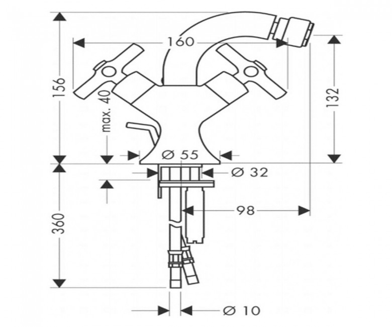 Hansgrohe Axor Terrano 37230810 Габаритні розміри