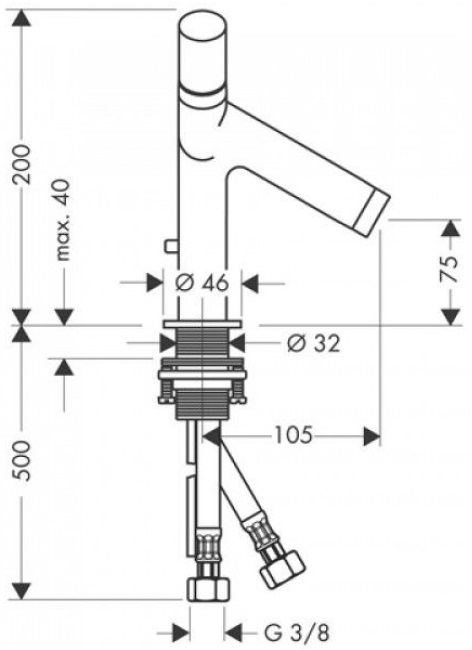 Hansgrohe Axor Starck 10230810 Габаритні розміри