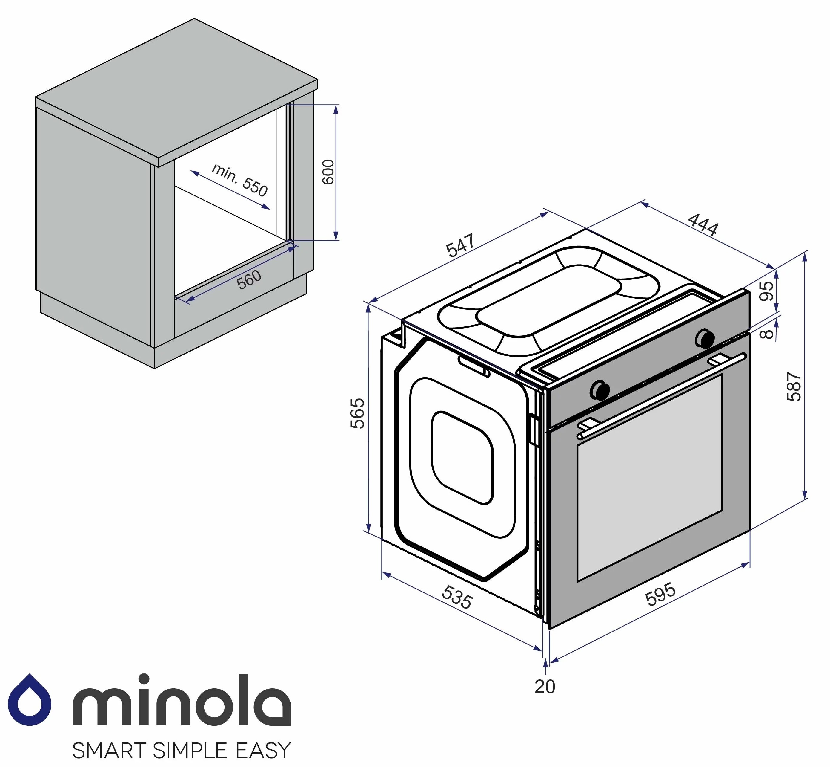 Minola EO 665 WH Габаритні розміри