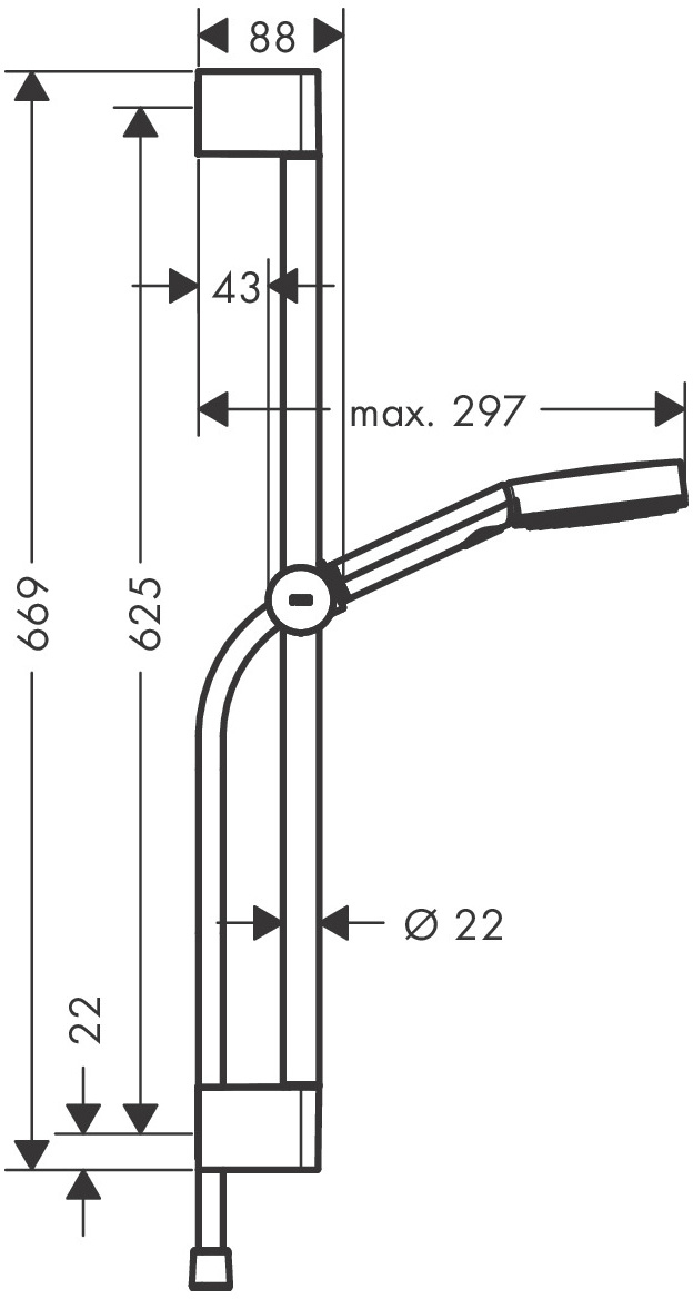 Hansgrohe Pulsify Select S Relaxation Chrome 24160000 Габаритні розміри