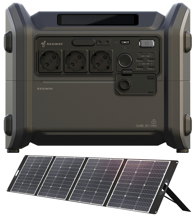 Segway CUBE 1000, 2200W, 1024Wh+сонячна панель 2E 2E-PSPLW300 (AA.13.04.02.0004-SET300)