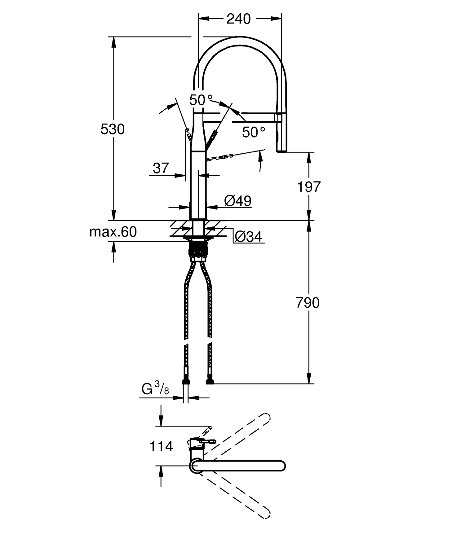 Grohe Essence 30503KF0 Габаритні розміри