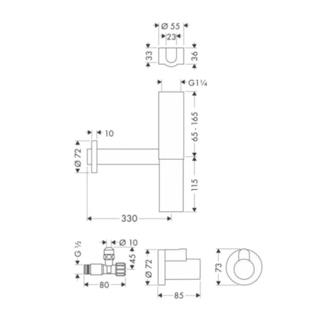 Hansgrohe Flowstar 52120000 Габаритные размеры