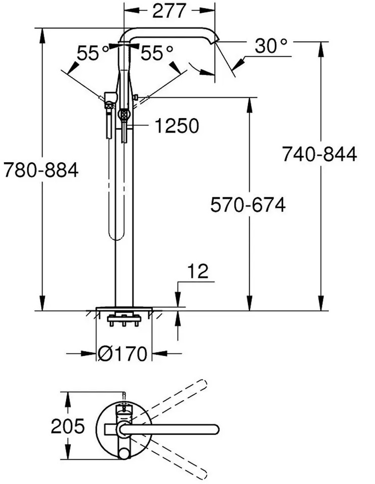 Grohe Essence 25248KF1 Габаритные размеры