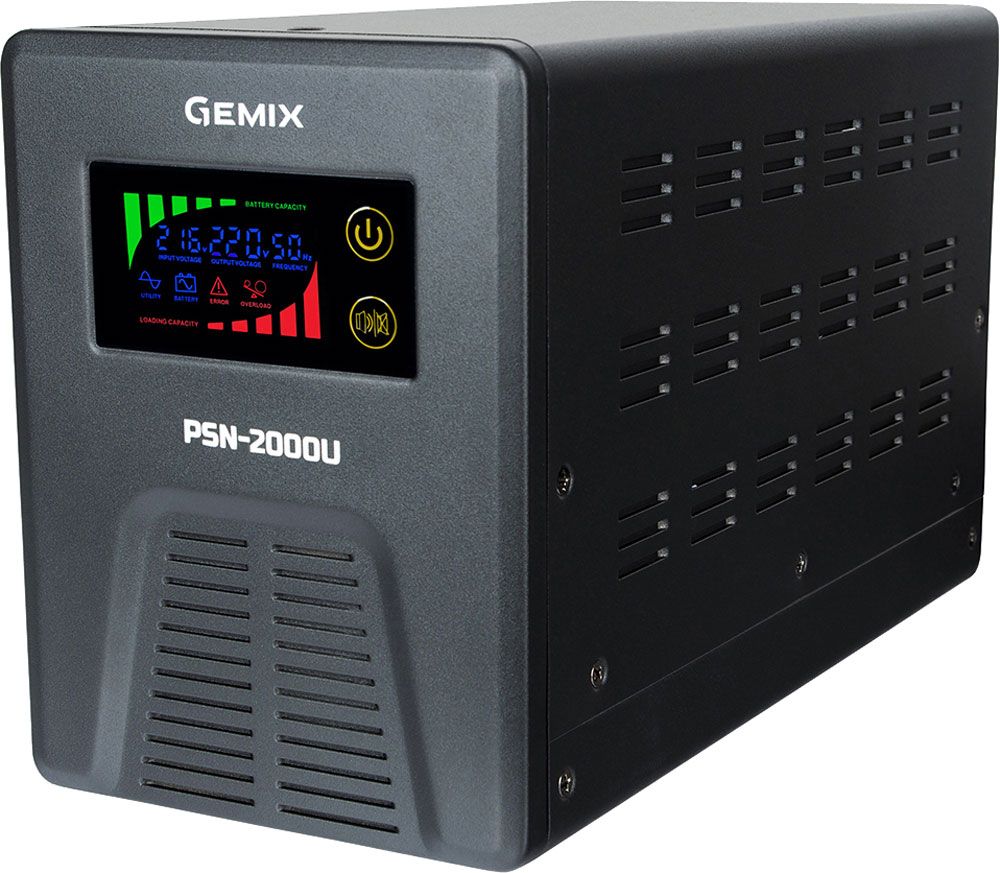 Источник бесперебойного питания Gemix PSN-2000U, 2000VA/1200W, 12V/220V, 7/13/18A, 3xSchuko цена 8400 грн - фотография 2