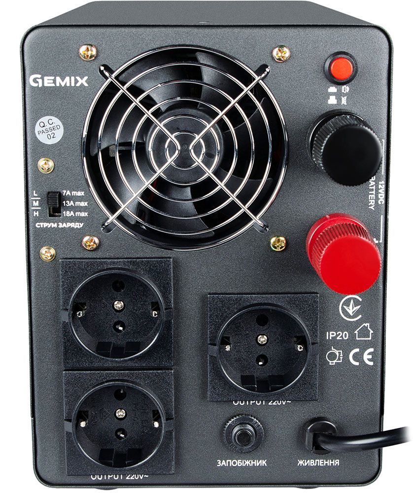 в продаже Источник бесперебойного питания Gemix PSN-2000U, 2000VA/1200W, 12V/220V, 7/13/18A, 3xSchuko - фото 3