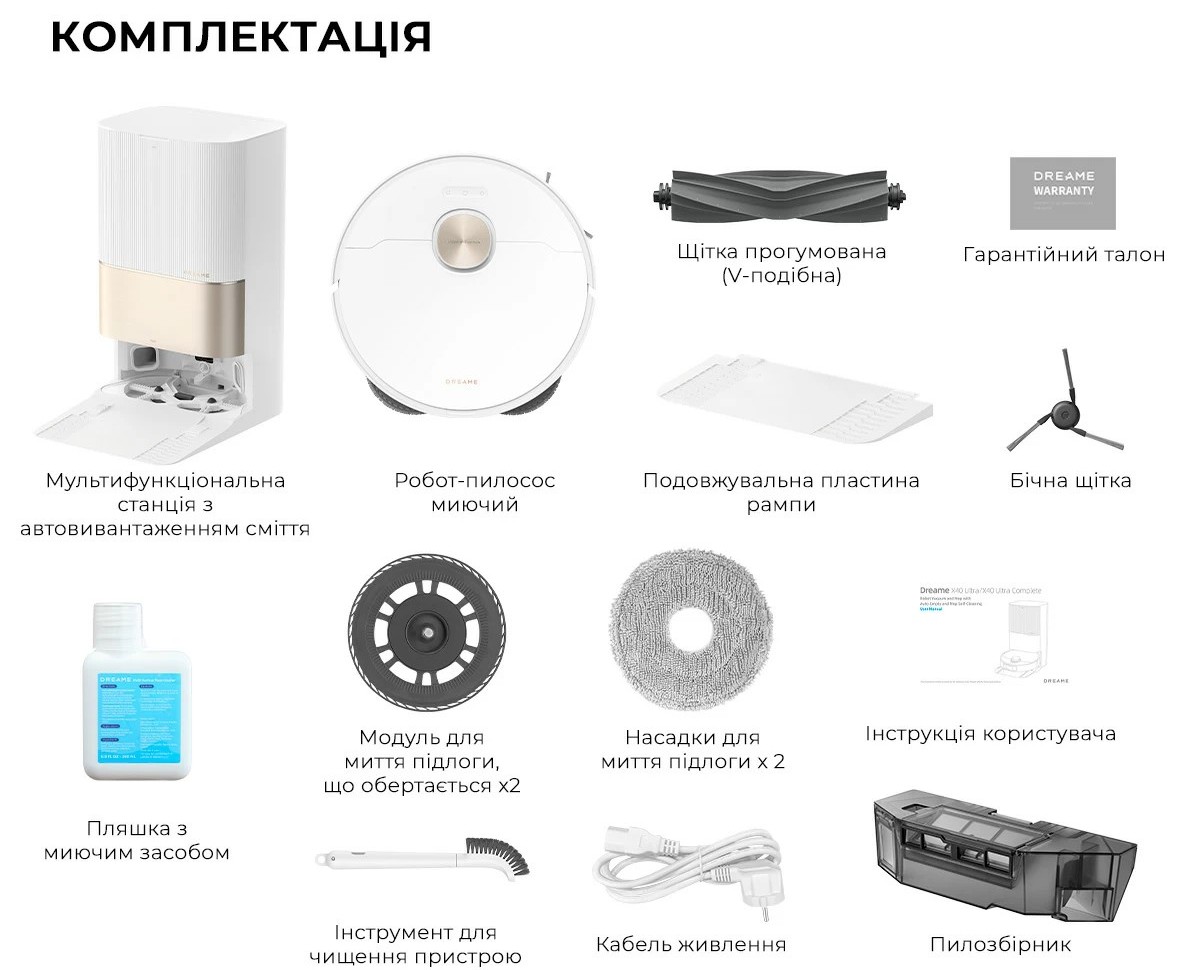 параметри Робот-пилосос Dreame Bot X40 Ultra White (RLX63CE-Wh) - фотографія 21