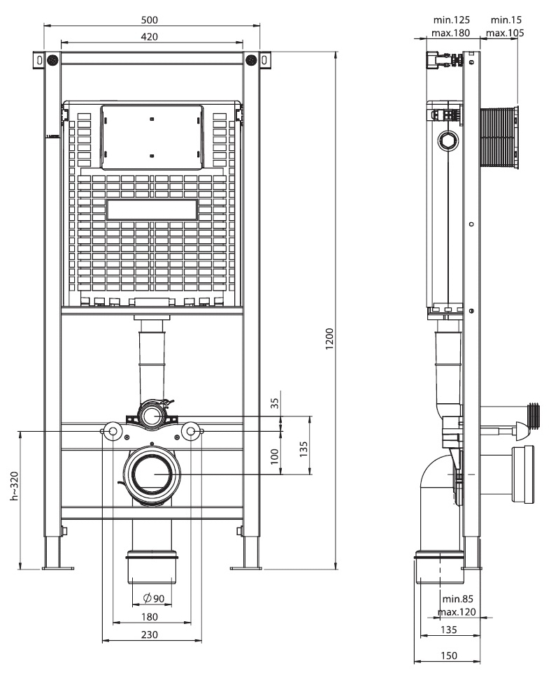 Koller Pool Alcora ST1200 Габаритні розміри