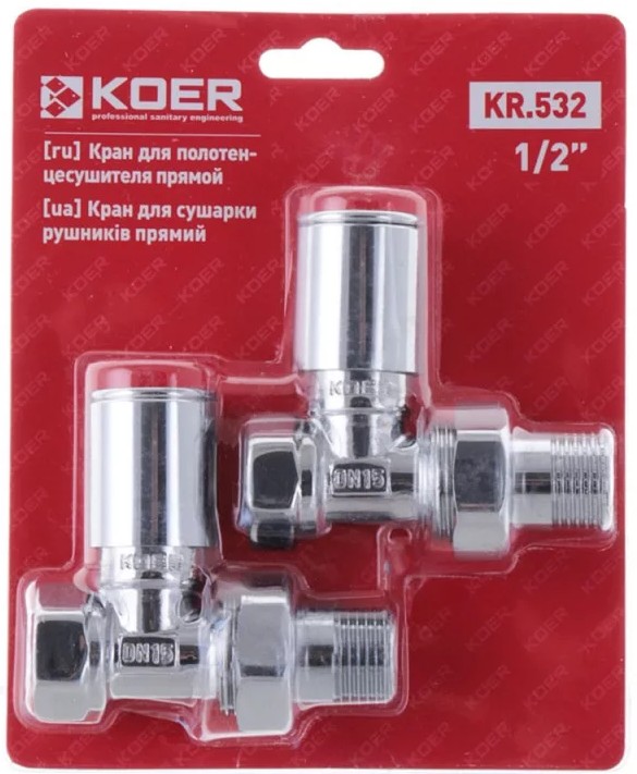 в продаже Кран для полотенцесушителя Koer KR.532 1/2", 2 шт. (KR3074) - фото 3