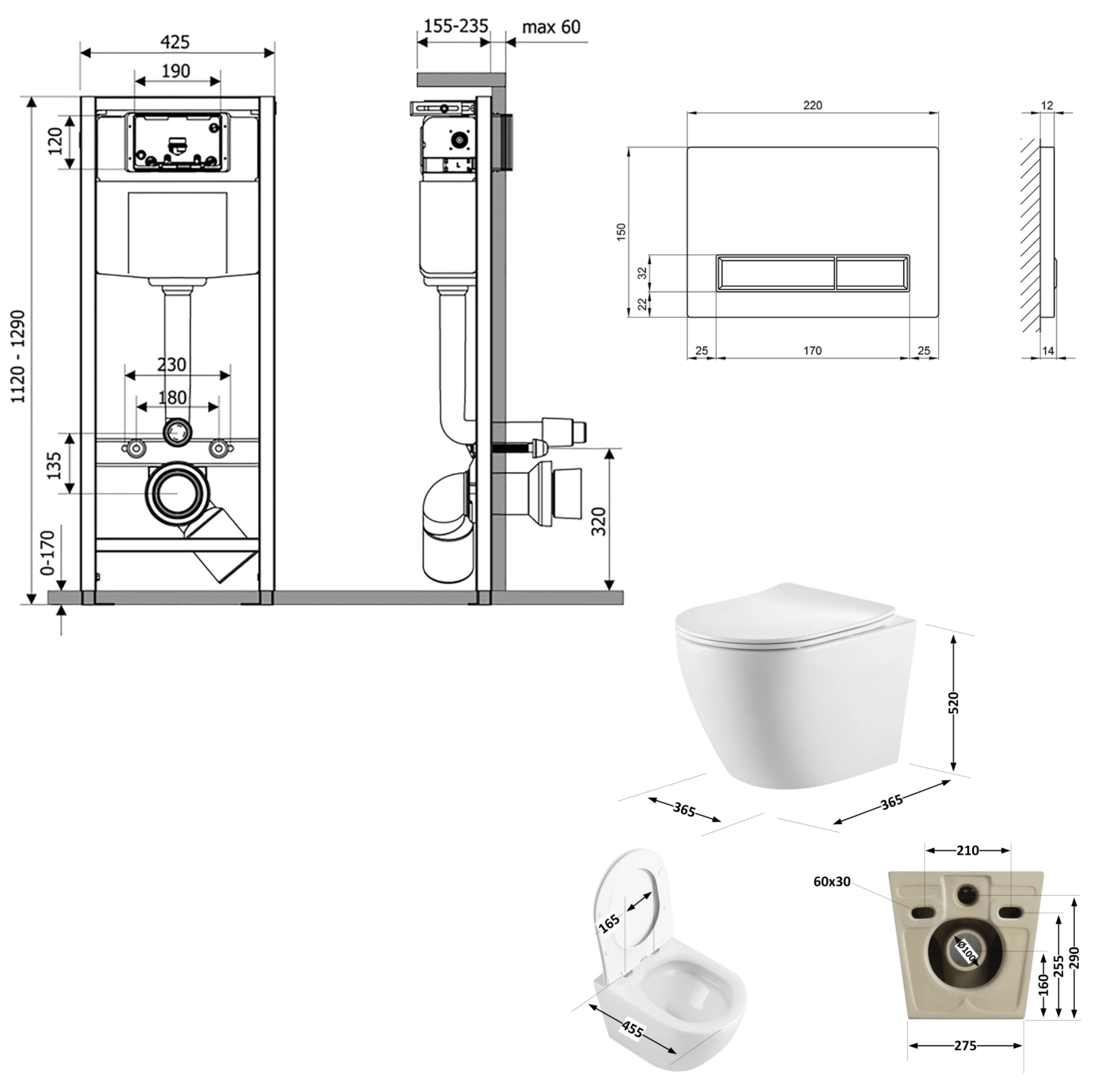 Q-tap Nest QT13332381AW47505 Габаритные размеры