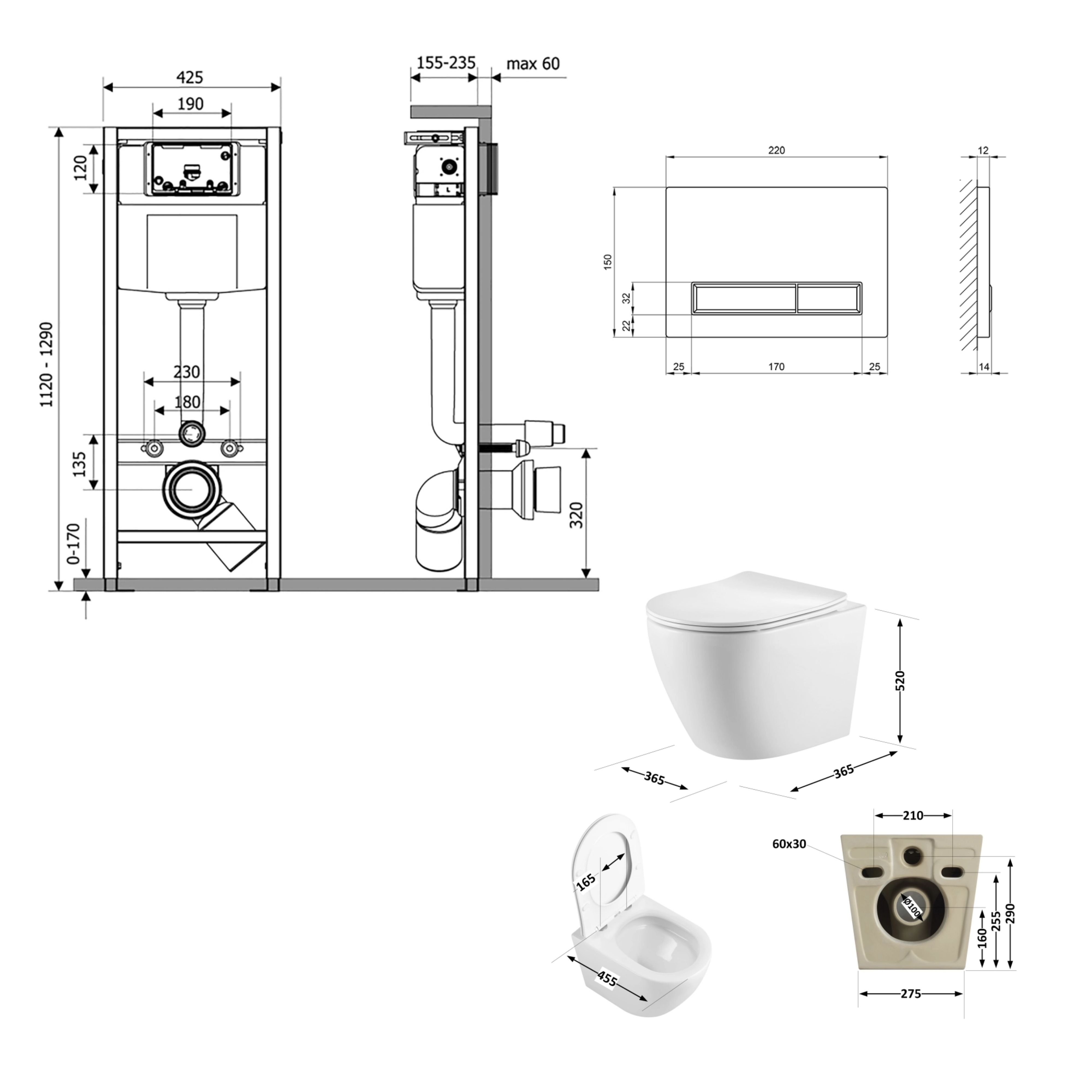 Q-tap Nest QT13332381AW47504 Габаритні розміри