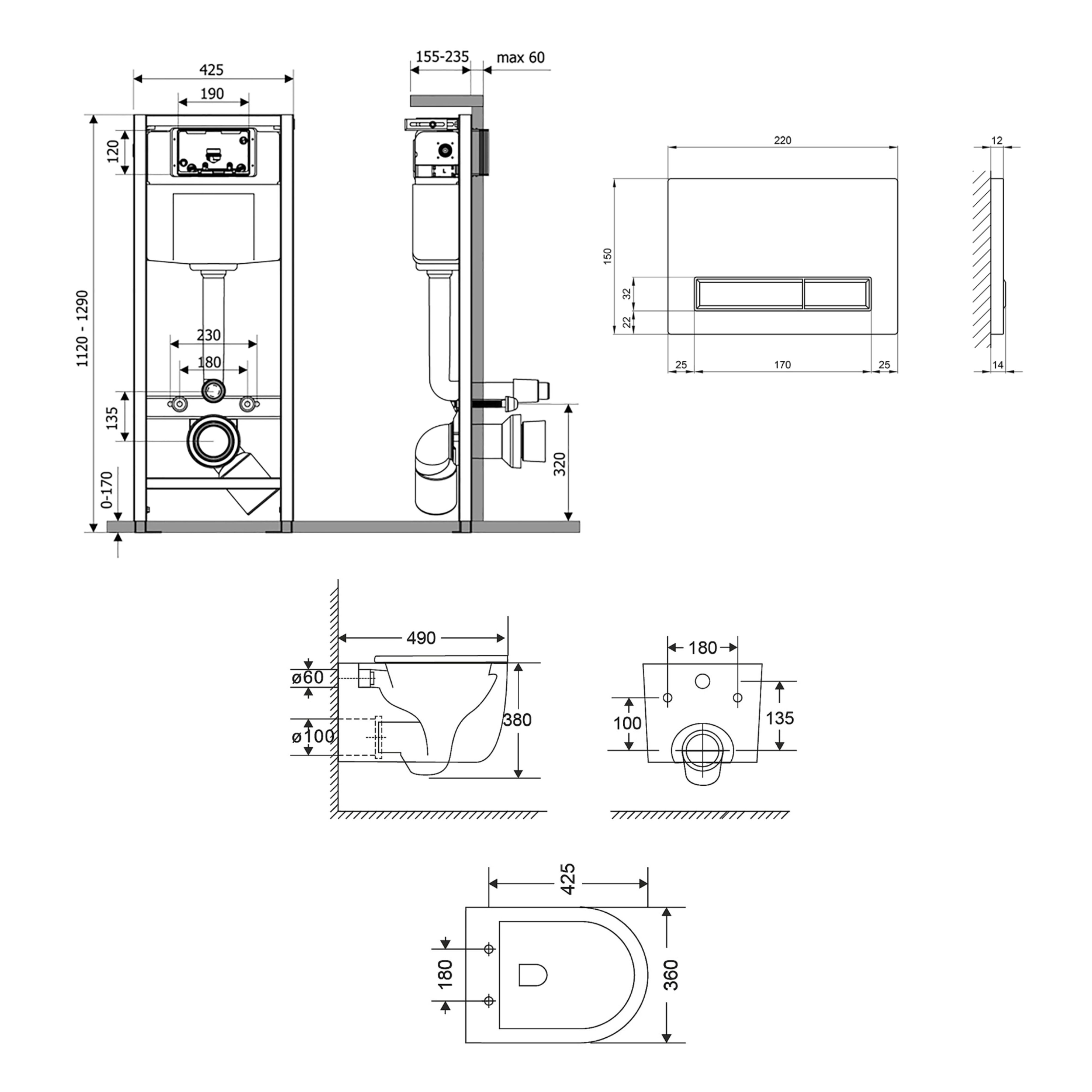 Q-tap Nest QT2433084EUQMB46187 Габаритные размеры