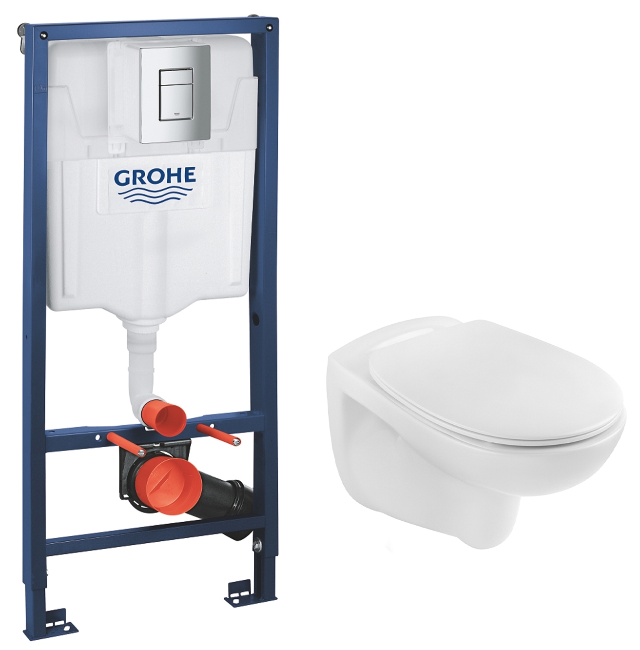 Інсталяція з пневматичною кнопкою змиву Grohe Rapid SL 3 в 1 38772001 + Kroner Oker KO533536WHIR (38772001KO533536)