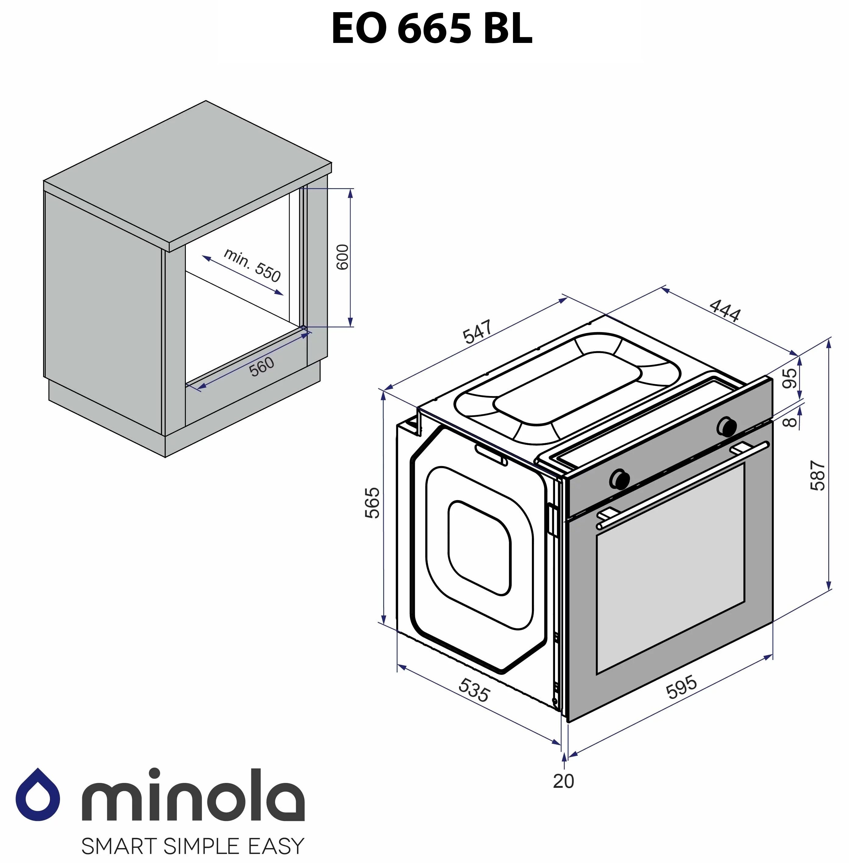 Minola EO 665 BL Габаритні розміри