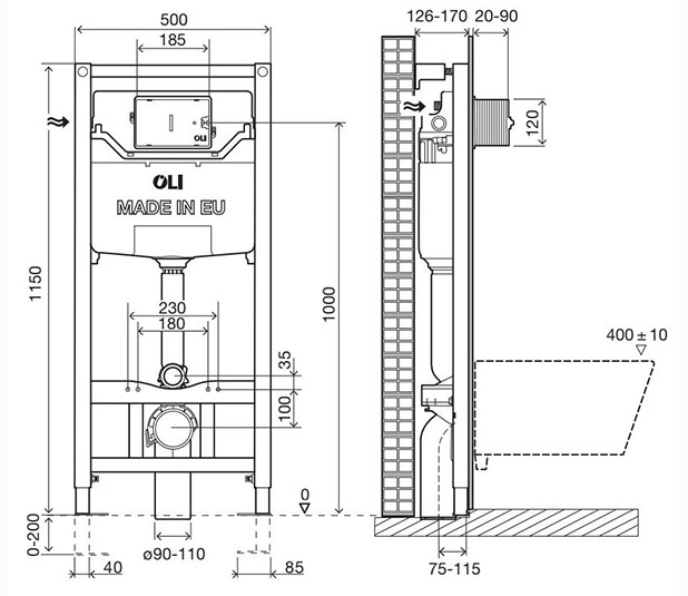 Oli 120 plus + Colour New Clean On (099949+K701-042) Габаритные размеры