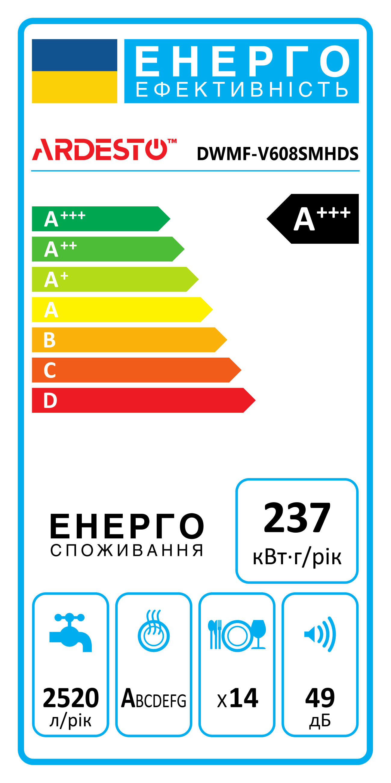 Посудомоечная машина Ardesto DWMF-V608SMHDS внешний вид - фото 9