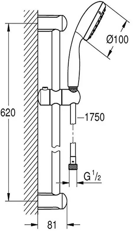 Grohe Bauloop New 23634001+27598001 Габаритні розміри