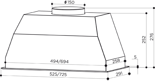 Faber BI 52 SS 2LS (305.0588.062) Габаритные размеры