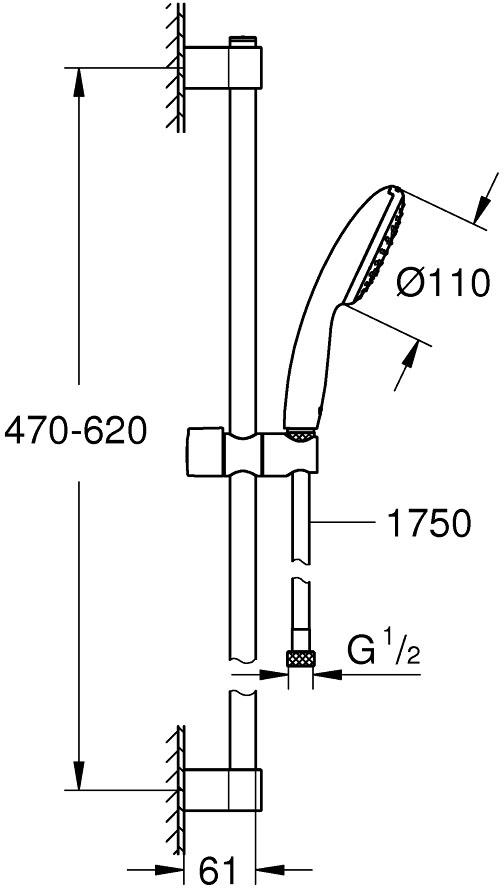 Grohe Tempesta 110 27853003 Габаритные размеры