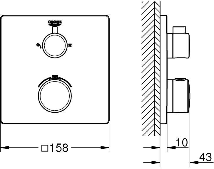 Grohe Grohtherm 1022092430 Габаритні розміри