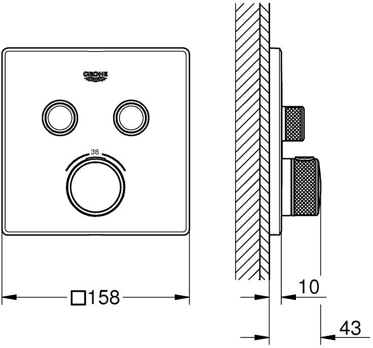 Grohe Grohtherm SmartControl 102166KF00 Габаритні розміри