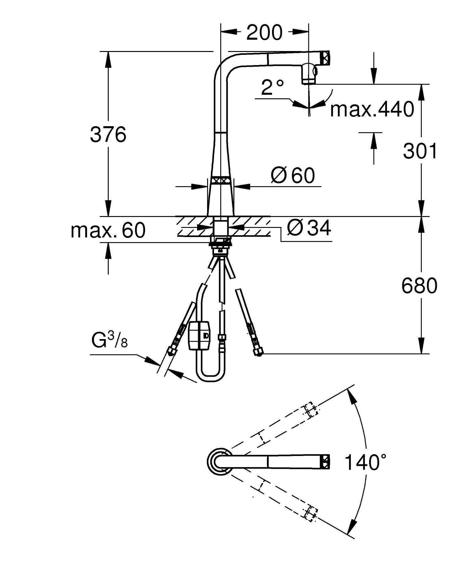 Grohe Scala 31888DC0 Габаритні розміри