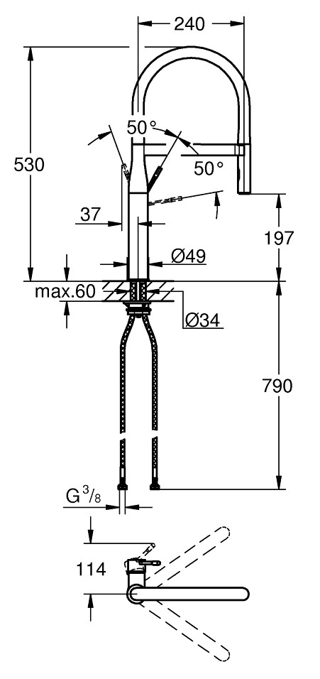 Grohe Essence 30294GN0 Габаритні розміри