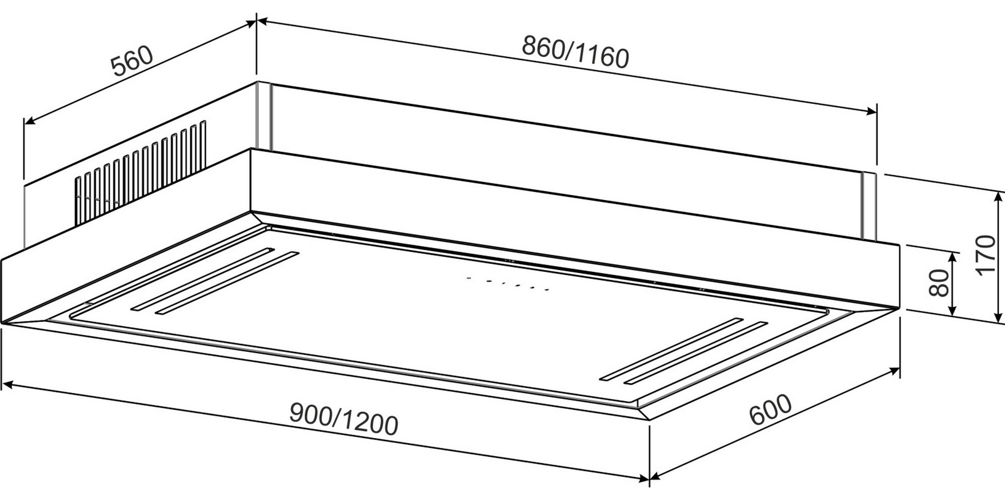 Granado Alia 2914-1800 Black glass Габаритні розміри