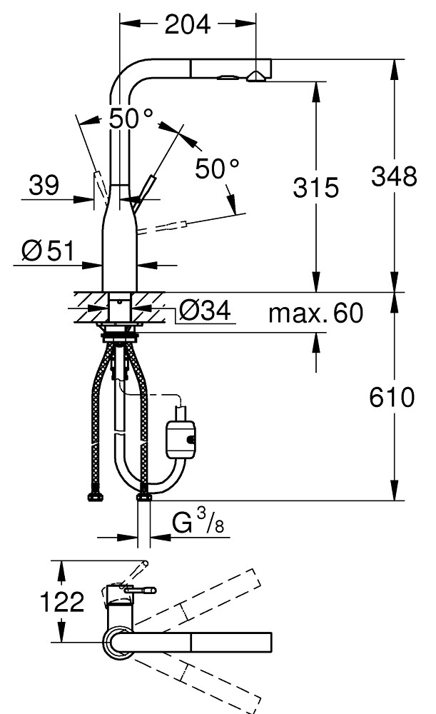 Grohe Accent 30432KF0 Габаритні розміри