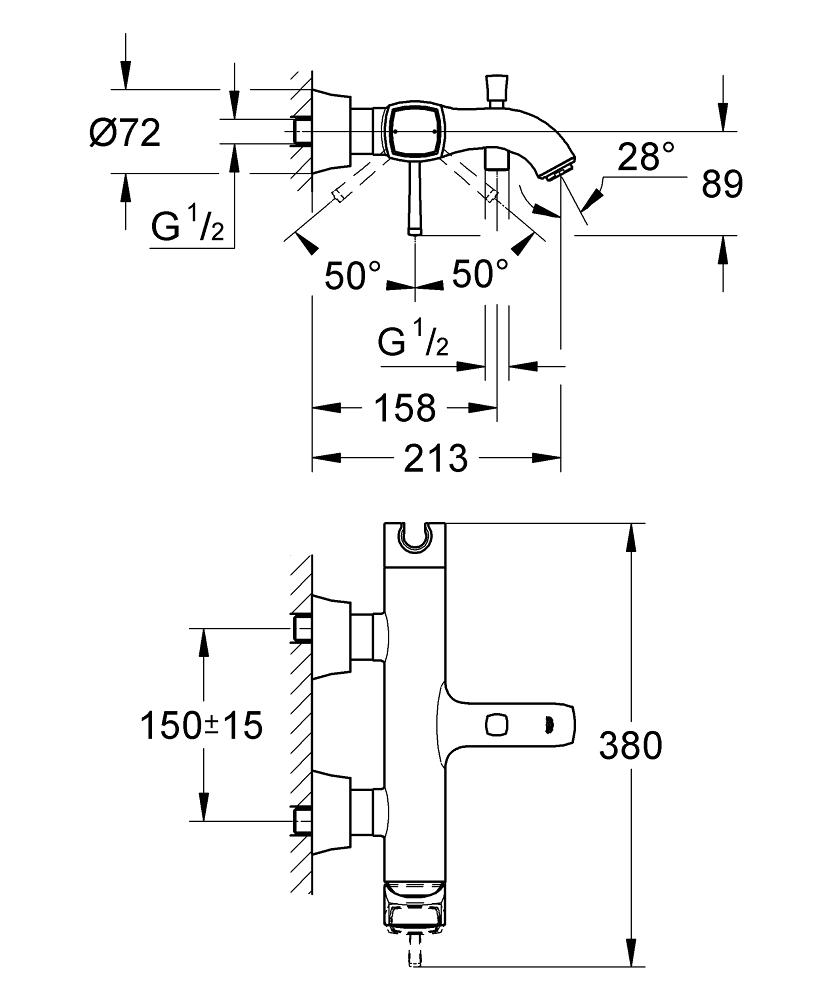 Grohe Grandera 23317IG0 Габаритні розміри