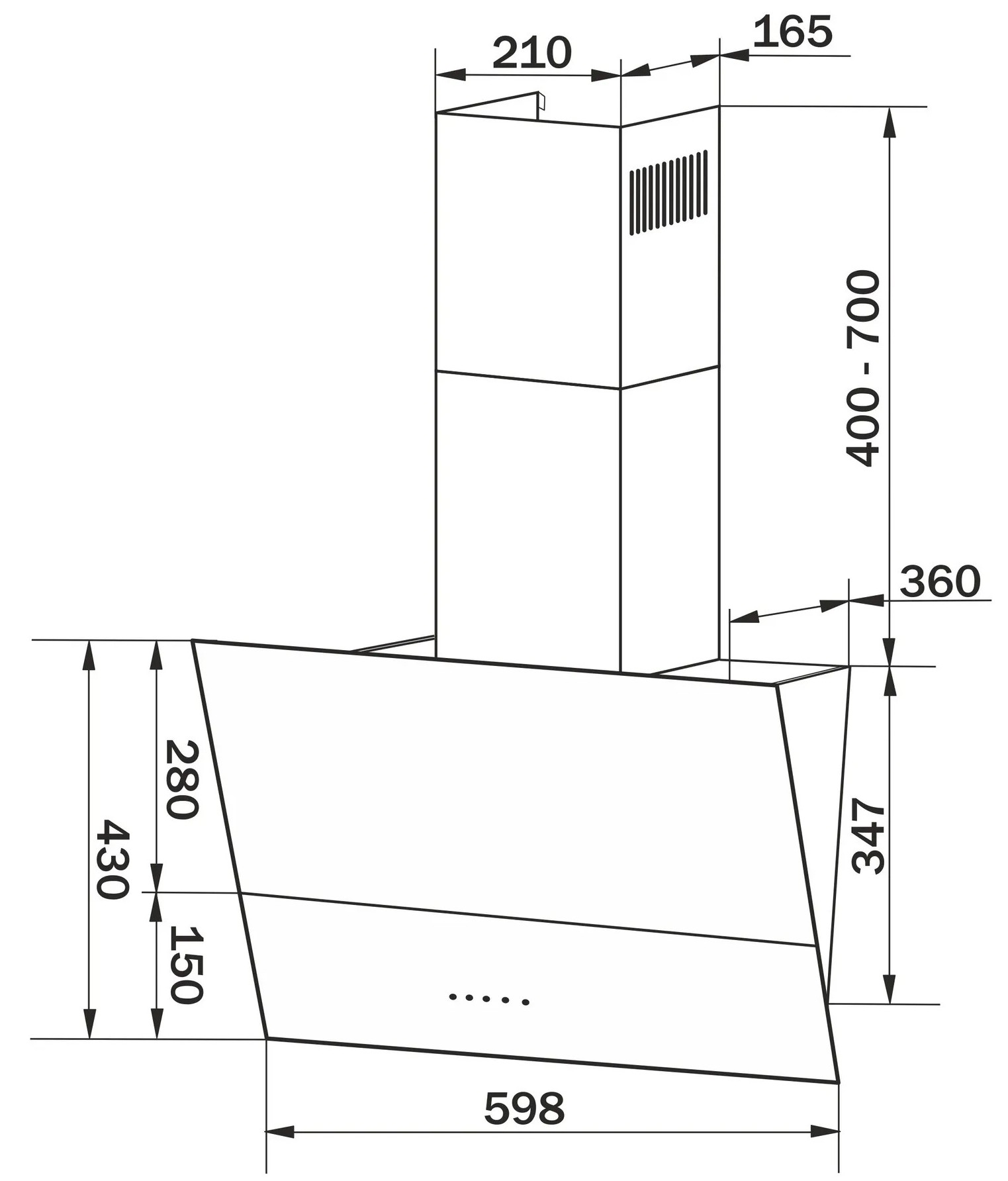 Granado Vivares 613-1100 Grafito glass Габаритные размеры