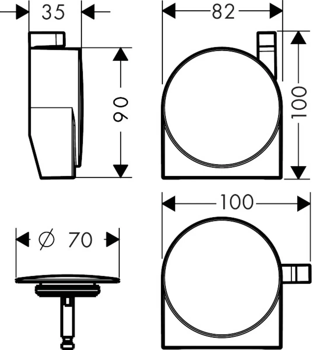 Hansgrohe Exafill S 58117700 Габаритные размеры