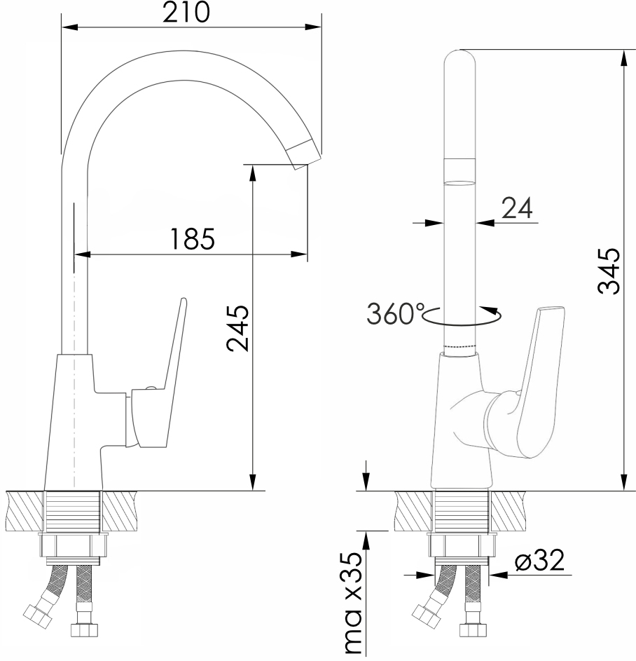 Imprese Krasa f03408601AA Габаритные размеры