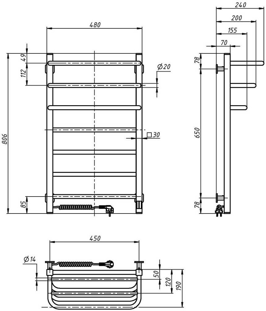 Navin Fortis 480х800 Sensor (12-153153-4880) Габаритні розміри