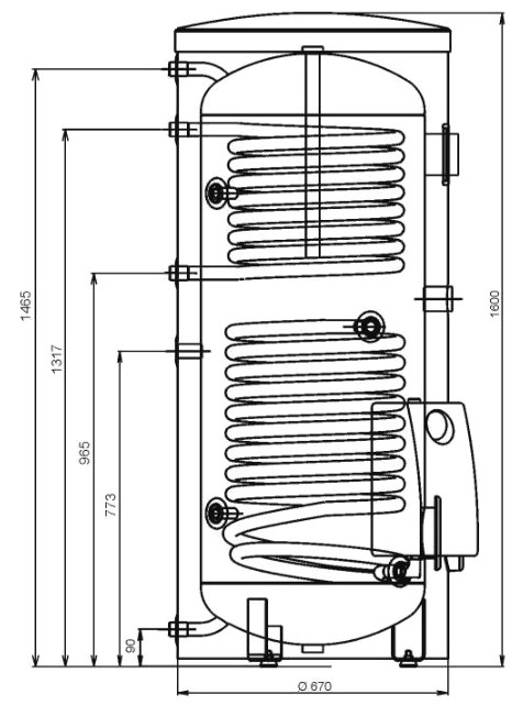 Drazice OKC 300 NTRR/Solar Set (121090701) Габаритні розміри