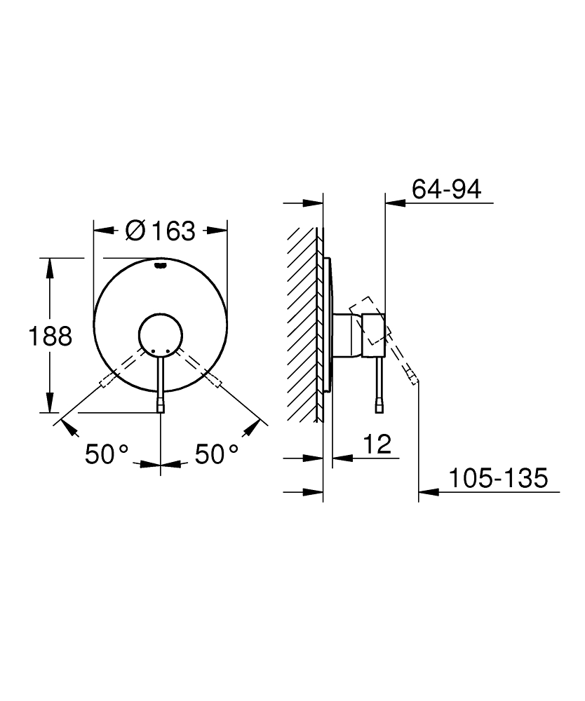 Grohe Essence 19286DL1 Габаритні розміри