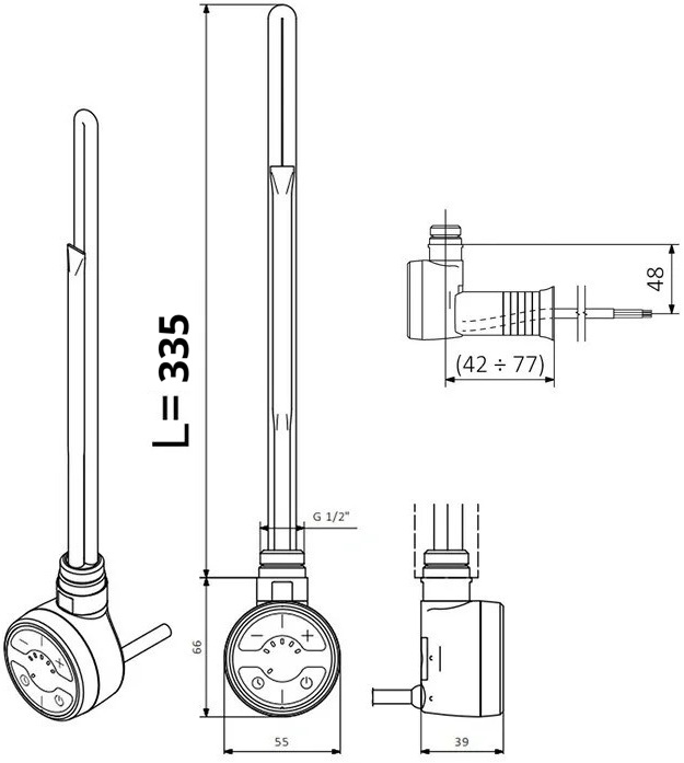 Terma MOA 400W (WEMOA04TCROM) Габаритні розміри