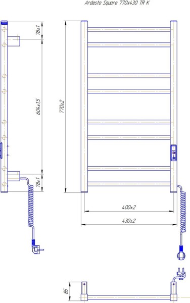Ardesto Square-TR K, 770x430x80мм (6.1.0701.06.BM) Габаритні розміри