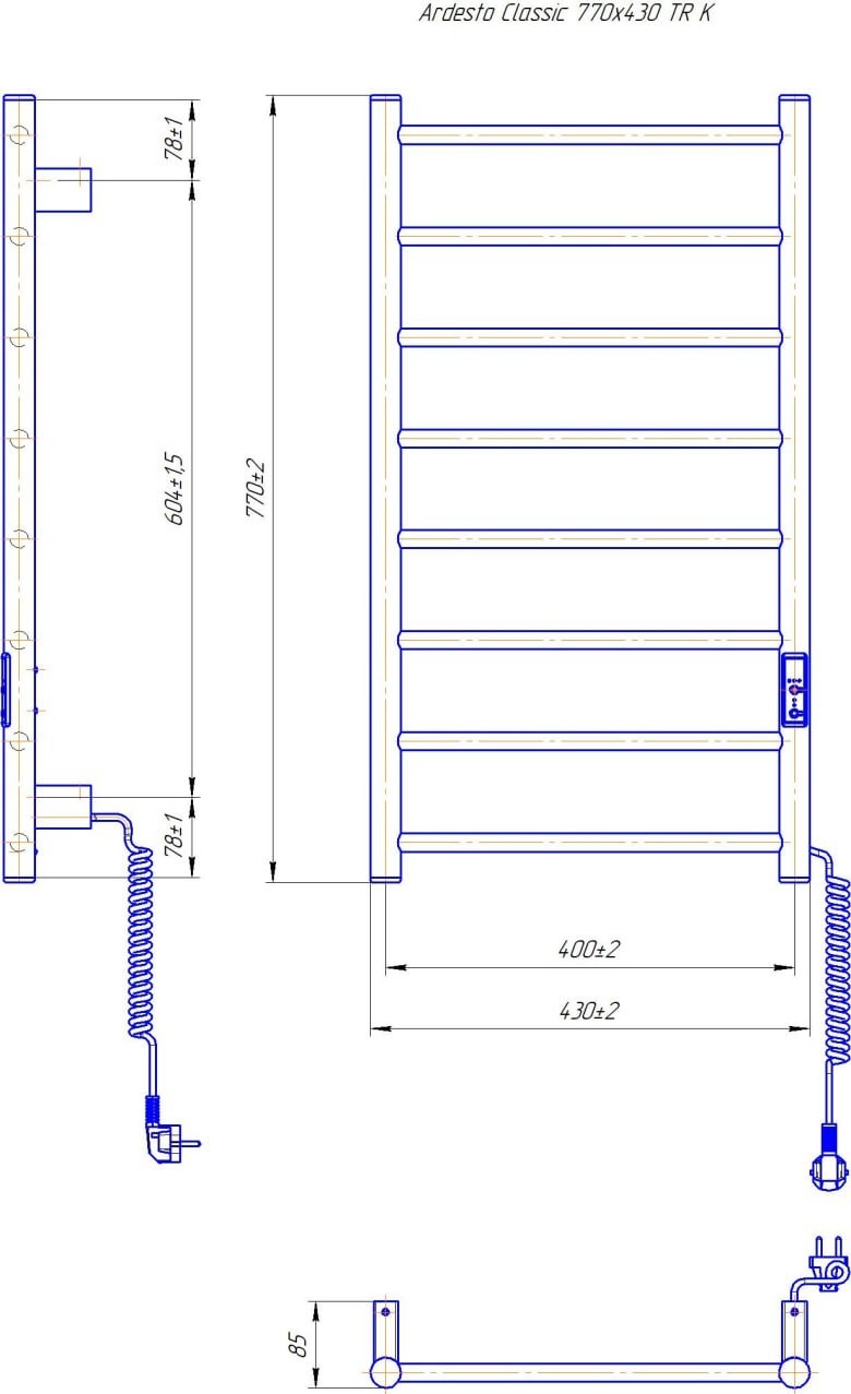 Ardesto Classik-TR K, 770х430х80мм (6.1.0601.06.BM) Габаритні розміри