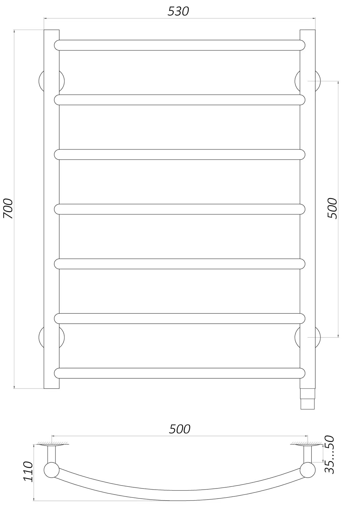 Unio LD EU 700-500-7 BLK Габаритные размеры