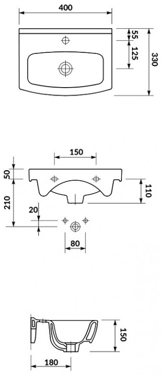 Cersanit Cersania 40 (K11-0050/CCWF1000440936) Габаритні розміри