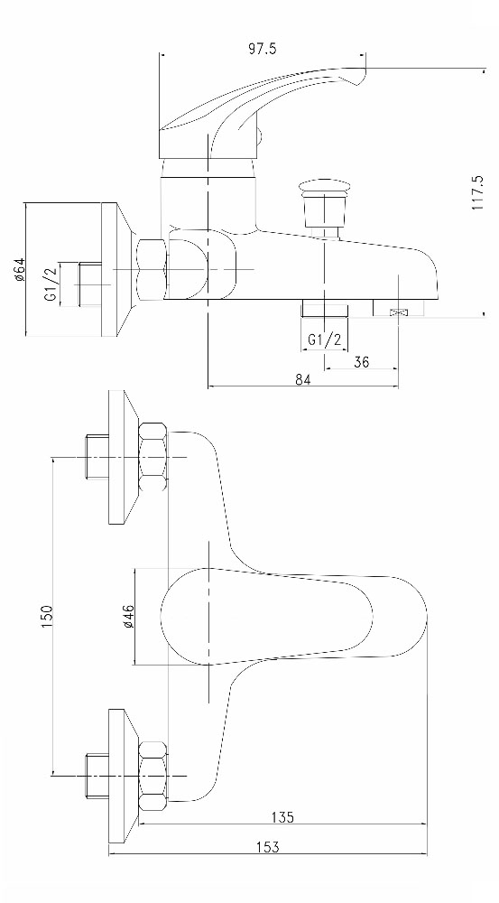 RJ Smart RJFA050-03CH Габаритные размеры