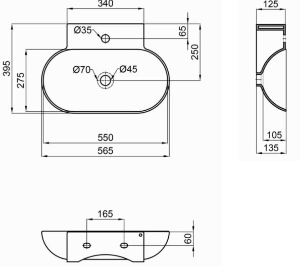 Q-Tap Cardinal White QT0411K177WN Габаритні розміри