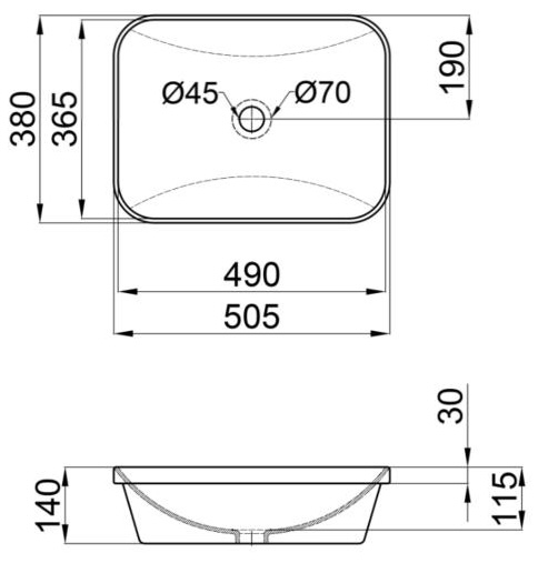 Q-Tap Scorpio White QT1411K490WN Габаритні розміри