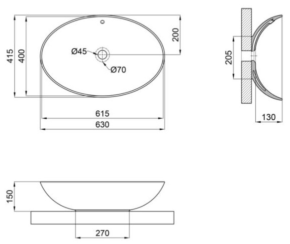 Q-Tap Dove White QT06113077WN Габаритні розміри