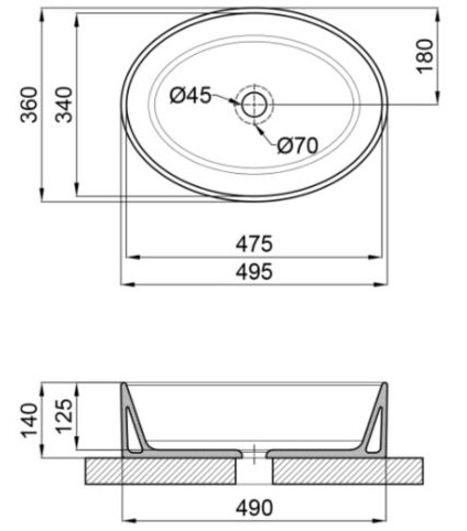 Q-Tap Kolibri White QT10113054WN Габаритні розміри