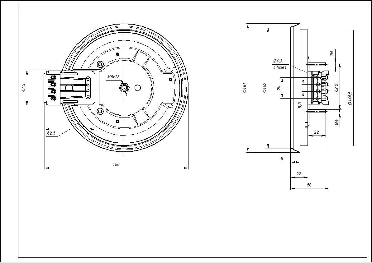 Gorenje 388872 D=145mm 1000W Габаритные размеры