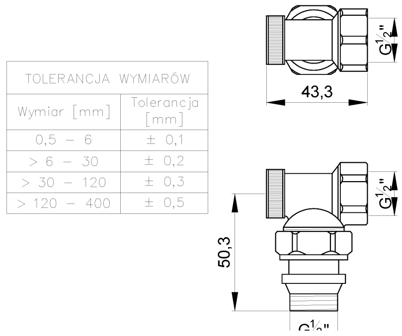 Invena 1/2" (CZ-61-K15-J) Габаритні розміри