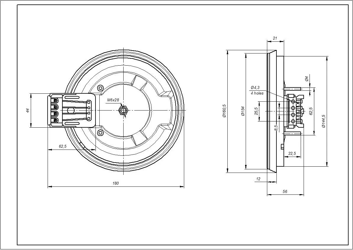 SKL 346971000001 для Nord D=145mm 1000W Габаритні розміри