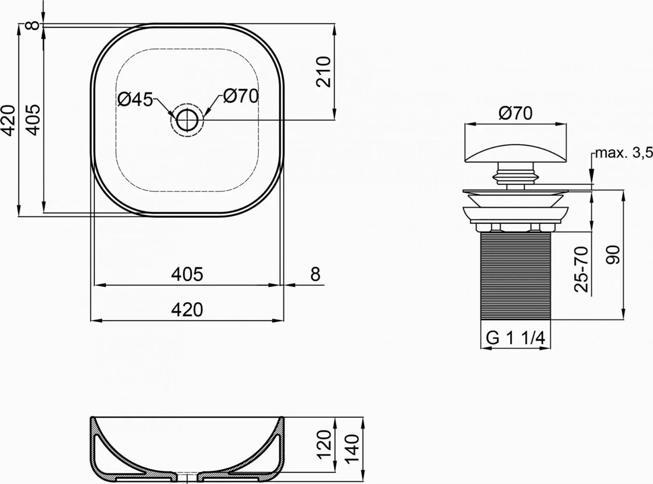 Q-Tap Kolibri White QT1011K396W Габаритні розміри